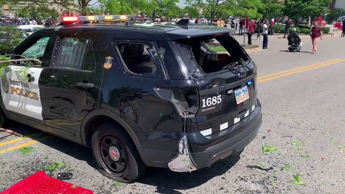 Damaged St. Paul police car. 