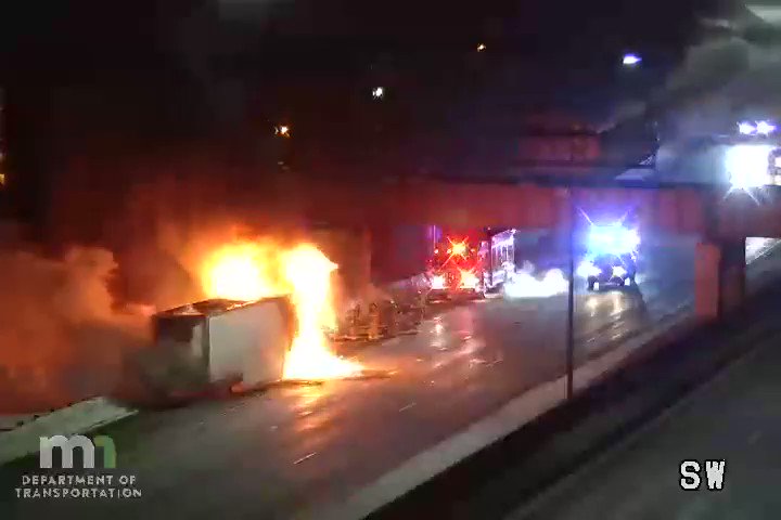 BRIGHTON: Semi Fire - Eastbound I-694 & Old Highway 8 NW - Fire crews are extinguishing a semi trailer on fire. The driver was able to disconnect and drop the trailer from the truck. Eastbound traffic is reduced to one lane