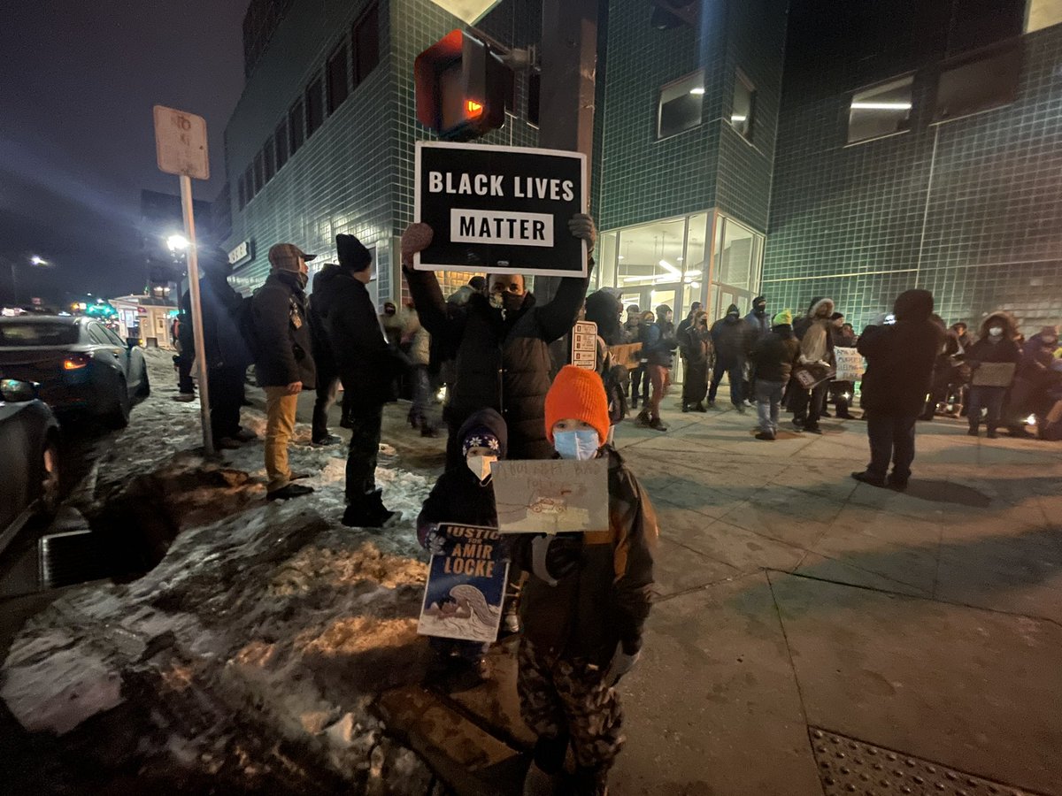 over 100 demonstrators are gathered outside of Minnesota POST Board in Saint Paul demanding they revoke Mark Hanneman's Peace Officer license. They're also calling for a state-wide ban on no-knock warrants