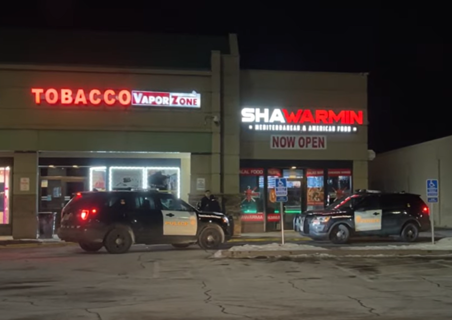 Smashed windows at the tobacco store