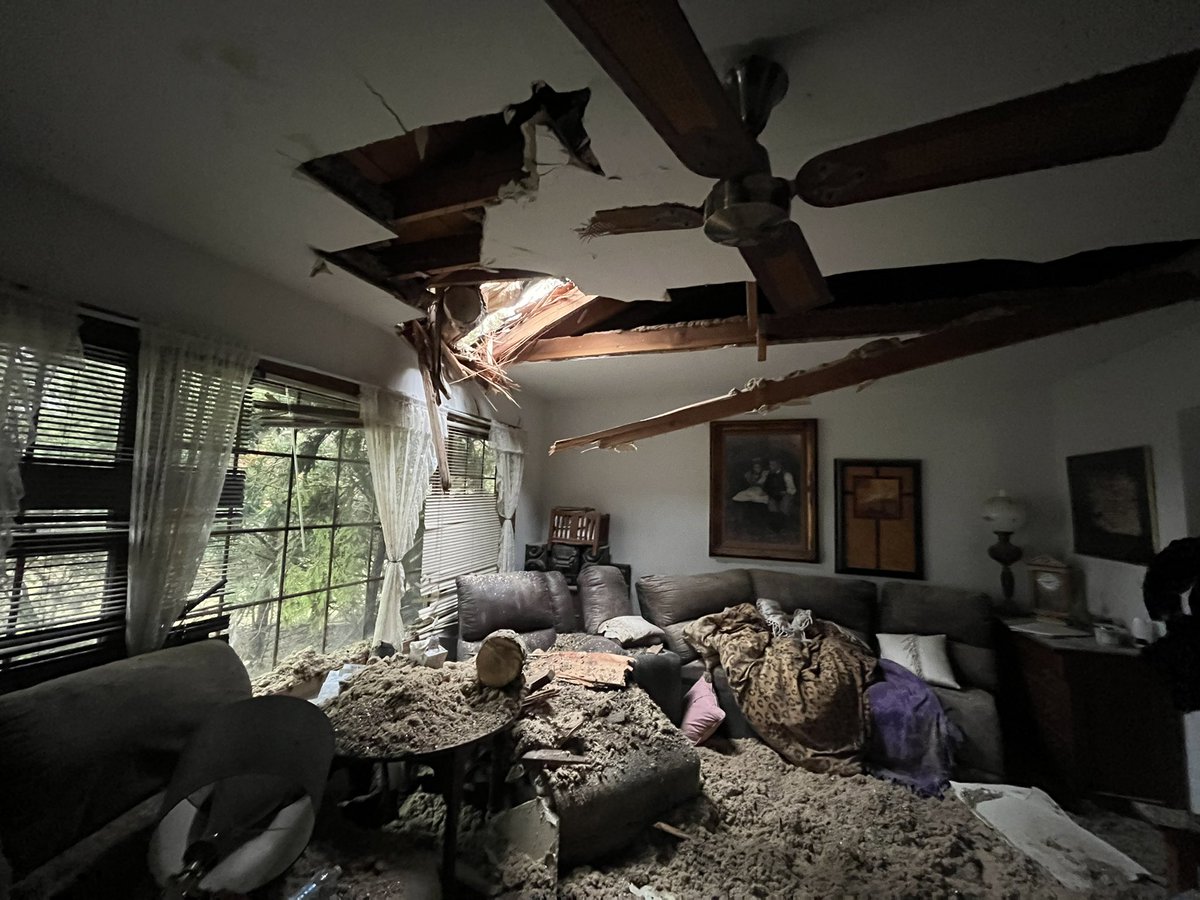 More from Faribault. Trees inside a home in the Southern Heights neighborhood. This is the worst damage   Same story from homeowners- no clue a storm was coming through.  Official word from county- no injuries, about 40 without power