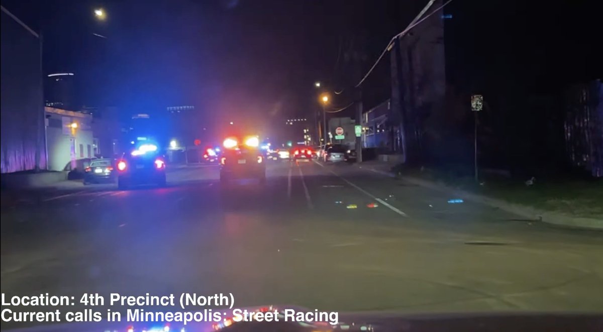 MINNEAPOLIS: Another group of street racers was just rousted from the area of 2nd St. N. & 22nd Ave. N. moments ago. Squads from MPD and the State Patrol moved in to clear the large group