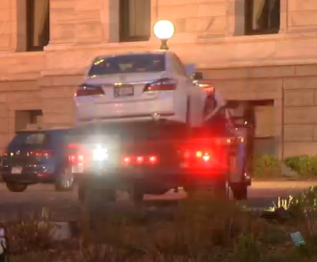 A police pursuit came to an end just outside the State Capitol in St. Paul earlier this evening, prompting a brief lockdown that has since been lifted.  We are working to get more details on the pursuit. Appears the vehicle took out a light pole