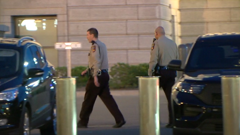 A police pursuit came to an end just outside the State Capitol in St. Paul earlier this evening, prompting a brief lockdown that has since been lifted.  We are working to get more details on the pursuit. Appears the vehicle took out a light pole