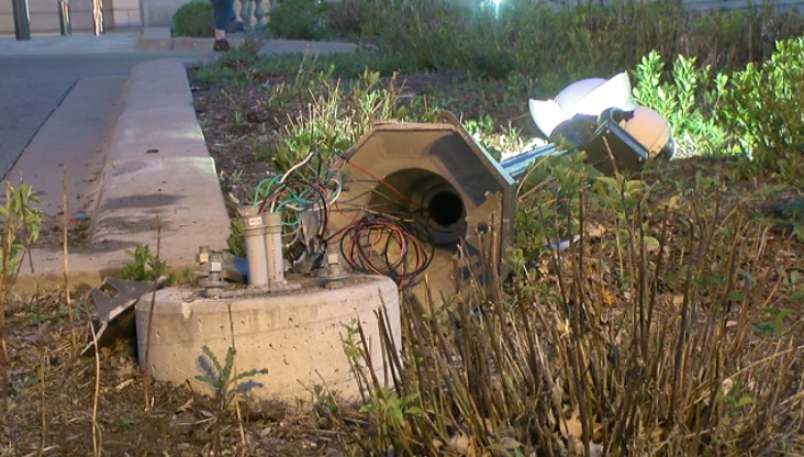 A police pursuit came to an end just outside the State Capitol in St. Paul earlier this evening, prompting a brief lockdown that has since been lifted.  We are working to get more details on the pursuit. Appears the vehicle took out a light pole