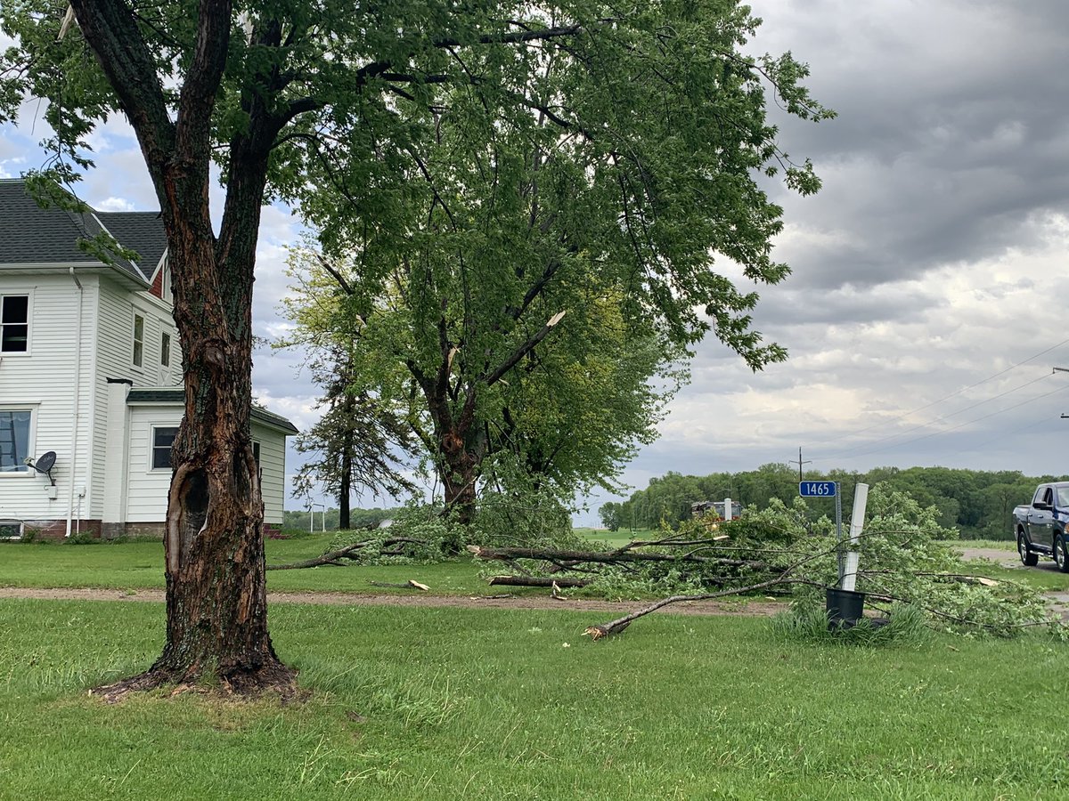 Extensive damage at farmstead south of Lester Prairie, MN