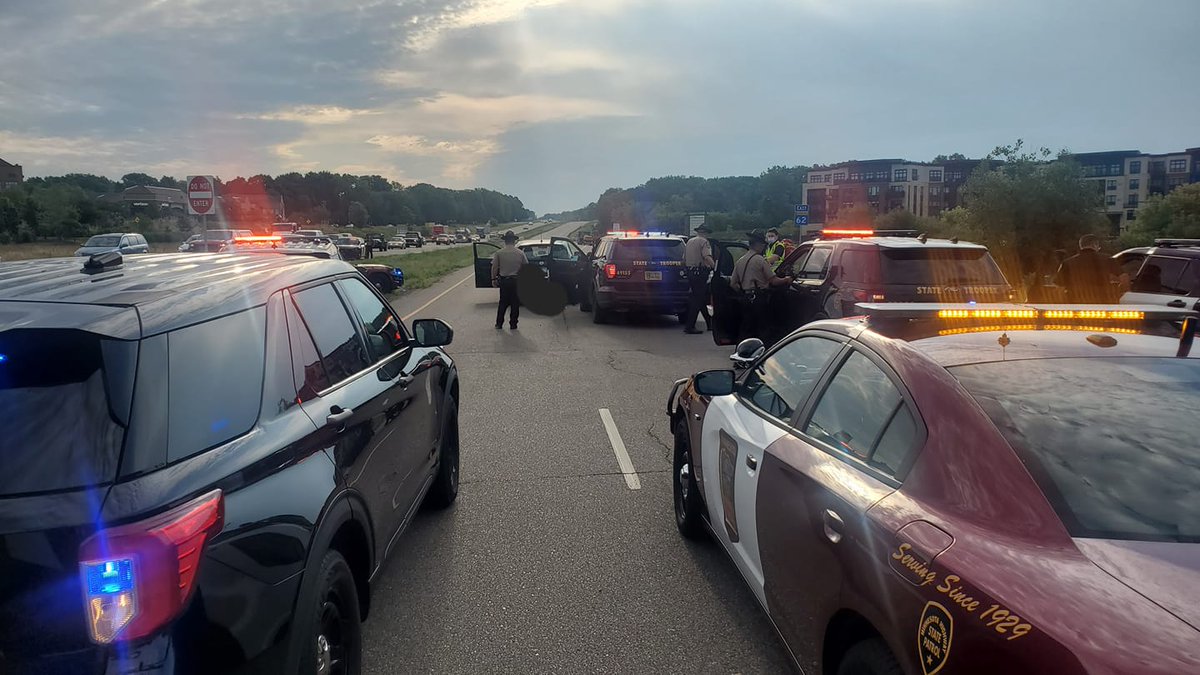 Mendota Heights PD says their officers assisted State Patrol in apprehending a suspected carjacker earlier this morning near Dodd Rd. & Hwy. 62 - MHPD posted this photo around 8:30 a.m. and said traffic at the time was congested due to the incident