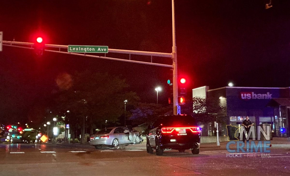 ROSEVILLE: A driver reportedly struck a pole and a parked car near Lexington Ave. & Larpenteur Ave. - The driver was transported to the hospital by EMS with apparent non-life-threatening injuries