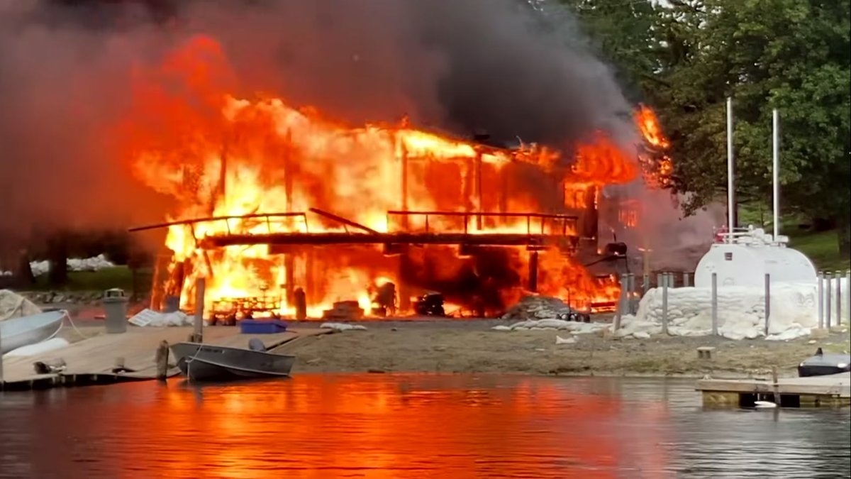 Two people are hurt after a large fire broke out at a northern Minnesota business Wednesday evening