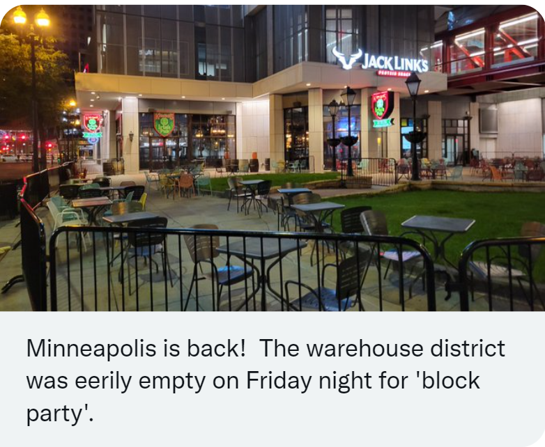 A follower sent pics of the massive crowds flocking to MplsDowntown for the party.  Minneapolis is back