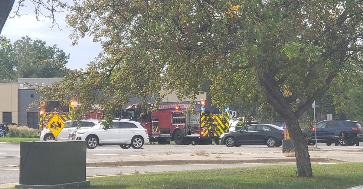 MAPLEWOOD: Injury crash near Beam Ave. & Southlawn Drive N. -  Responders are on scene of a two-vehicle crash that resulted in a rollover shortly after 9 a.m. - One of the vehicles involved also reportedly struck a pedestrian near the intersection