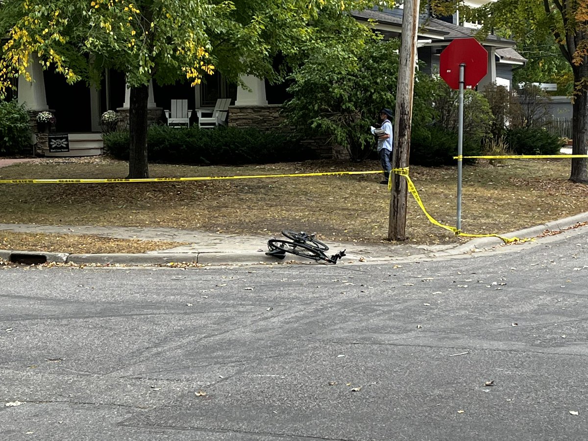 State Patrol has arrived on scene to assist with reconstruction. The victim's bike is still laying curbside at the intersection of 49th & Knox