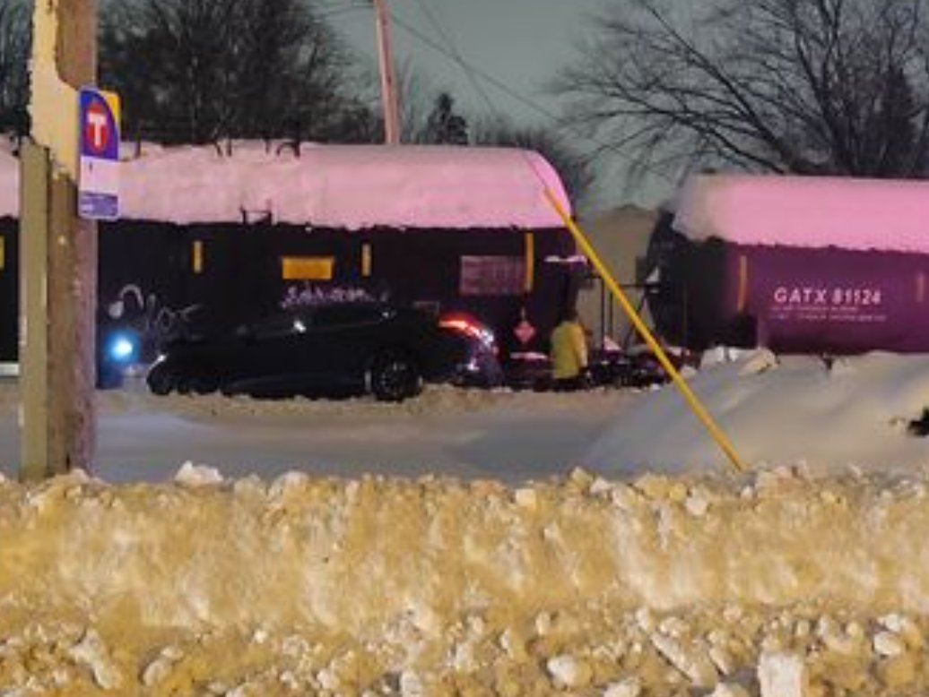 After 6 p.m., train vs vehicle, no injuries. California plate. 37th and Stinson on the Columbia Heights side. 