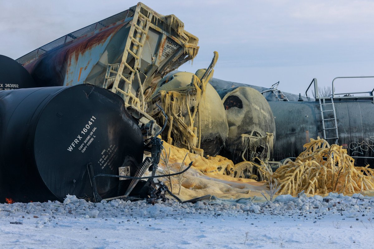 Train derailment forces evacuations in western Minnesota. A train derailment early Thursday forced evacuations in the small town of Raymond, Minn., about 90 miles west of the Twin Cities