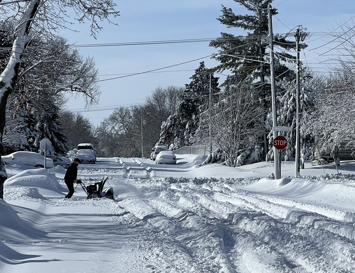 County and state-maintained routes are cleared, but still waiting for city plows to get the side streets in this part of West St. Paul   Some drivers are bulldozing their own path to the open road 