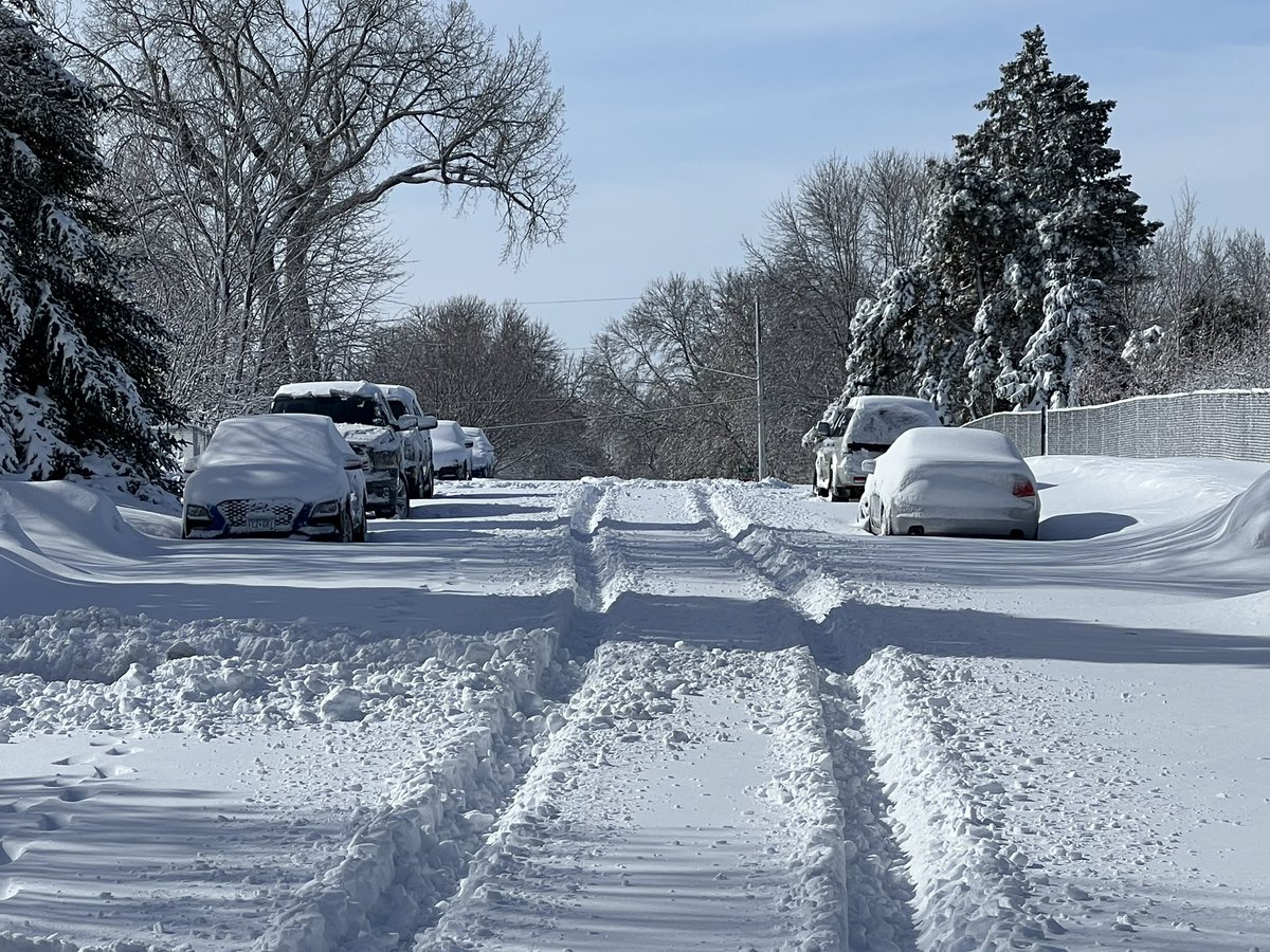 County and state-maintained routes are cleared, but still waiting for city plows to get the side streets in this part of West St. Paul   Some drivers are bulldozing their own path to the open road 