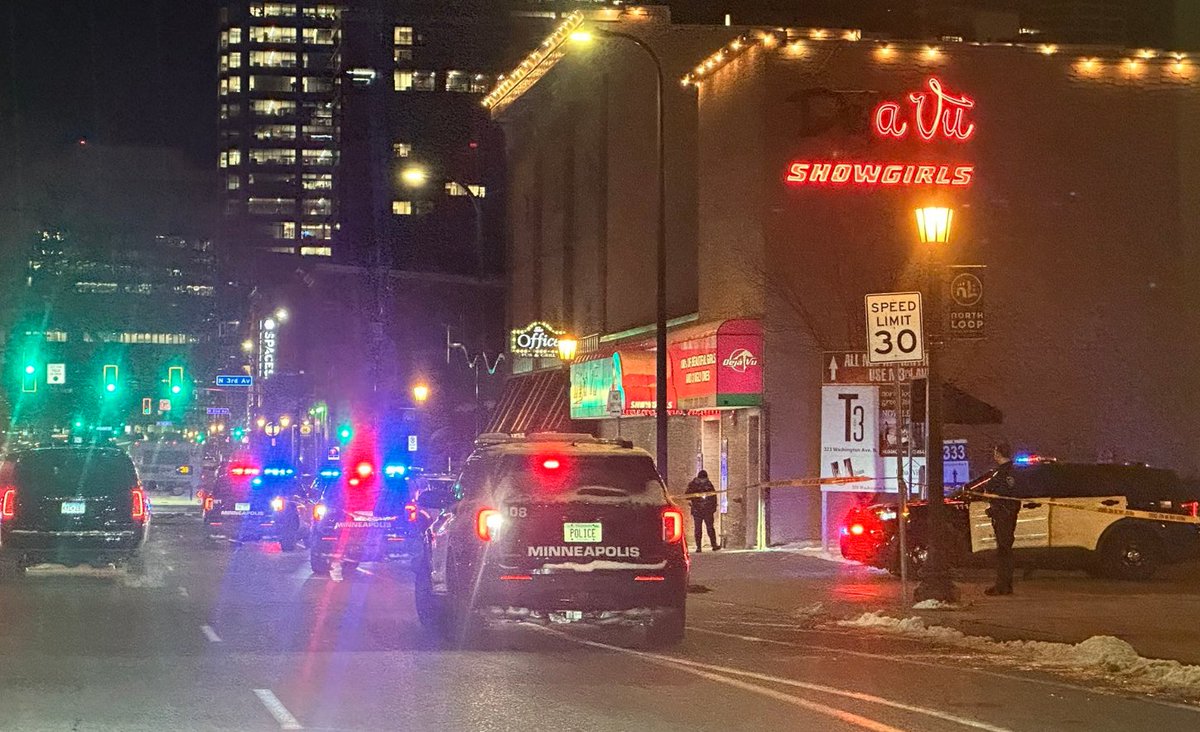 From the scene of the downtown Minneapolis shooting near The Office Pub and Grill. Police found a blood scene  outside the bar