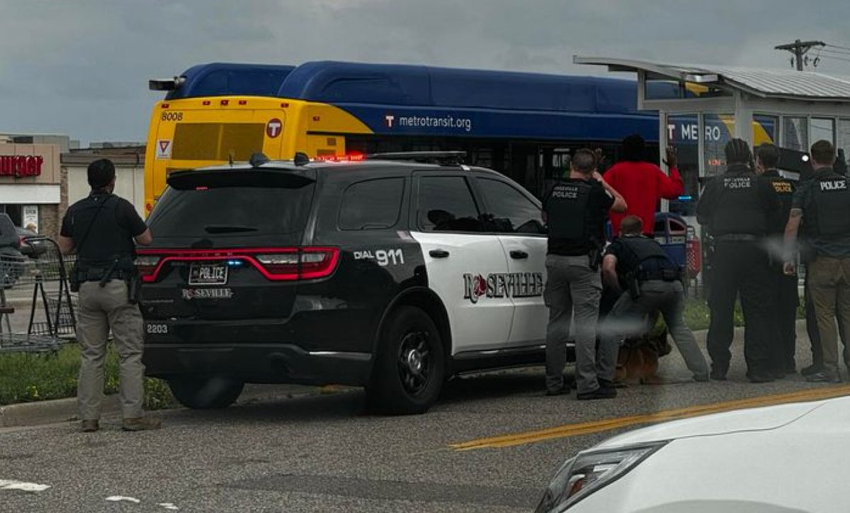 There was a robbery of person at gunpoint inside Rosedale Mall. The two BM suspects fled onto a Metro Transit bus, which was stopped and evacuated, and the two were detained.No matches can be found on booking reports, so they were likely juveniles