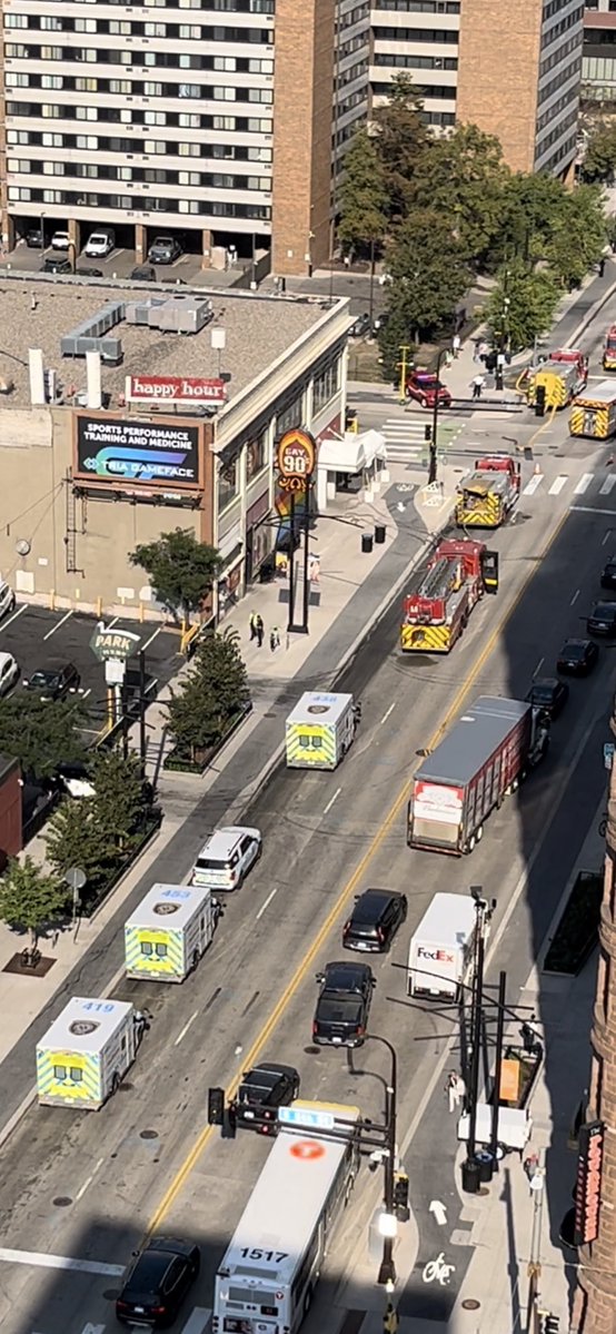 Downtown Minneapolis - Last hour, MFD responded to a report of a structure fire at the Gay 90s.4th and Hennepin Ave MFD arrived to smoke showing from the building and commenced an offensive attack after forcing entry