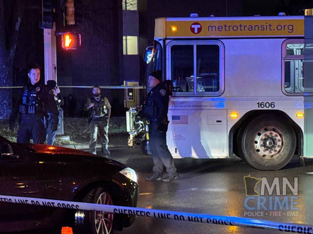 LITTLE CANADA: Responders are on scene at Little Canada Rd. & Rice St. after a pedestrian was reportedly struck by a Metro Transit bus shortly before 8:15 p.m. Deputies said the pedestrian was critically injured, located down near the intersection and with agonal breathing. 