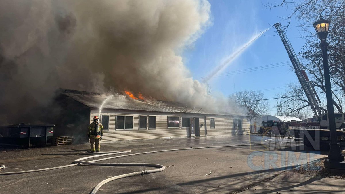 SAINT PAUL: Fire crews are on scene of a 2-alarm blaze at Fulton Flooring, 315 Atwater Street. Firefighters found heavy fire from all sides of the structure, with a full roof collapse reported around 1:20 p.m. and another ladder requested. 