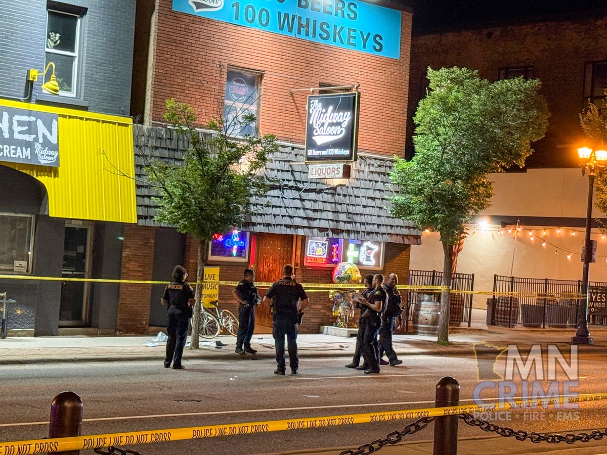 SAINT PAUL: 15xx University Ave. W. - A man was shot in the chest just after 12:10 a.m. outside the Midway Saloon. Metro Transit officers were nearby, heard the shots, and had the suspect in custody within minutes. The victim was said to be unresponsive and in critical condition
