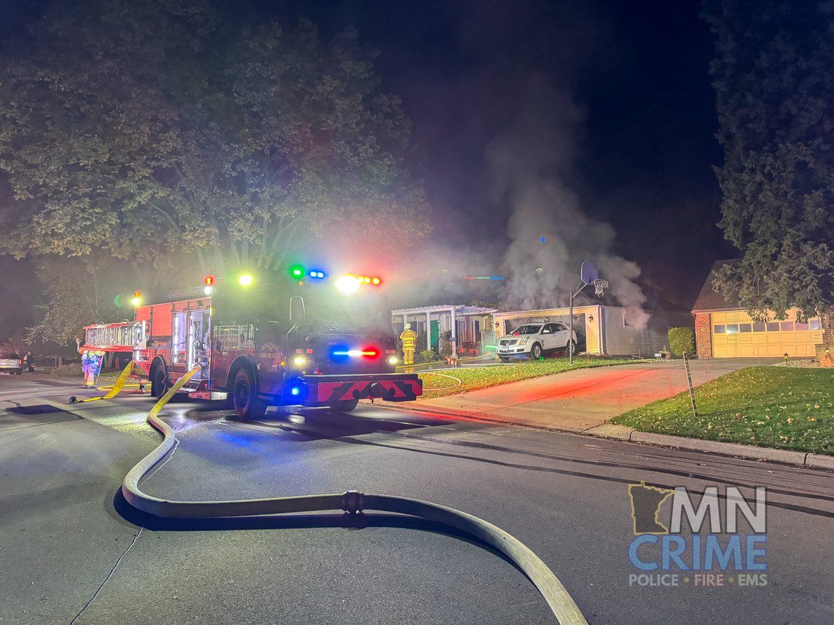 ROSEVILLE: 17xx Lindy Ave. N. - Firefighters are on scene at a home with heavy fire showing from an attached garage. Crews are stretching lines for fire attack. Searches of the home have been completed and are clear. Fire crews report the fire has extended into the attic space