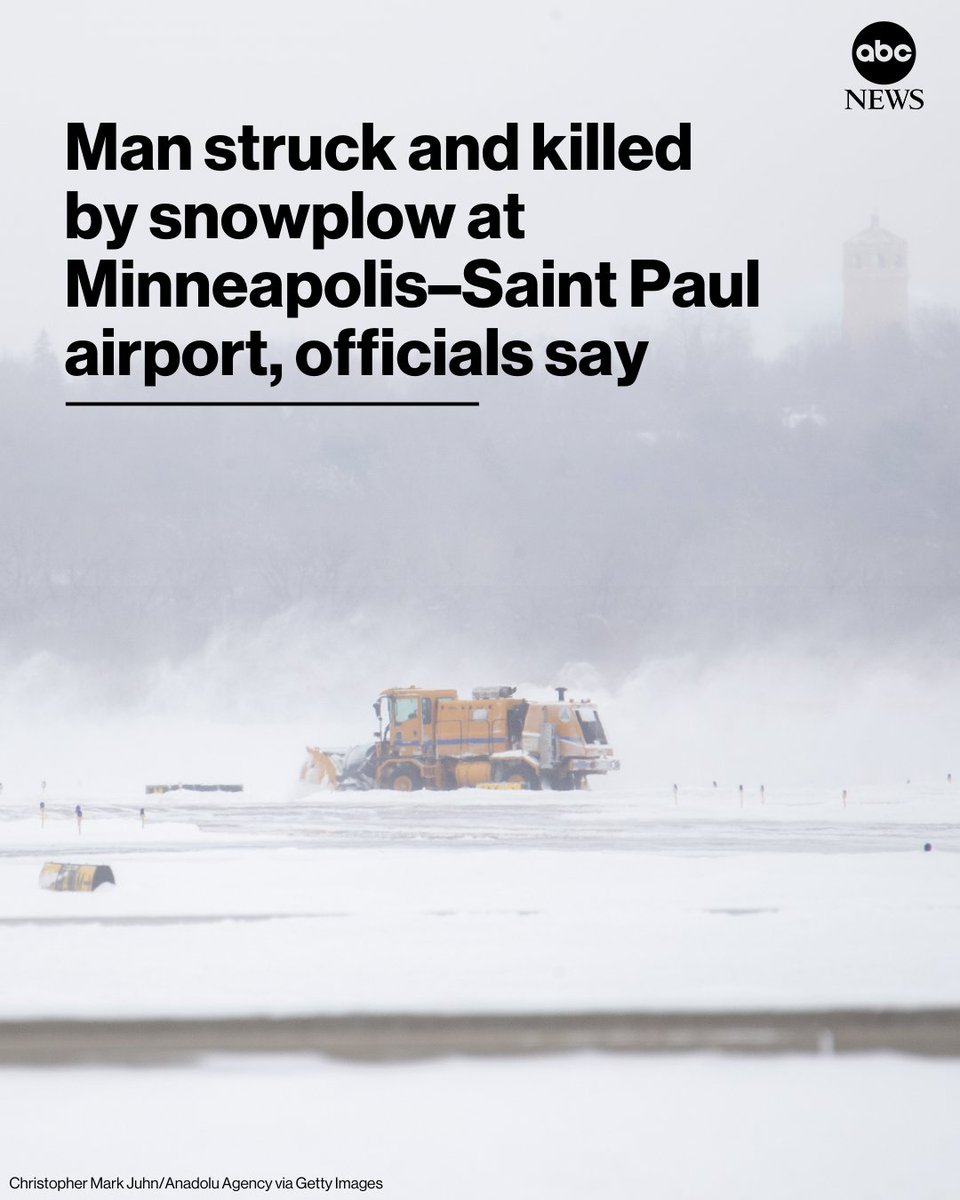 A 47-year-old man was struck and killed by a snowplow at the Minneapolis-Saint Paul International Airport, according to local officials. The victim's identity was not immediately released