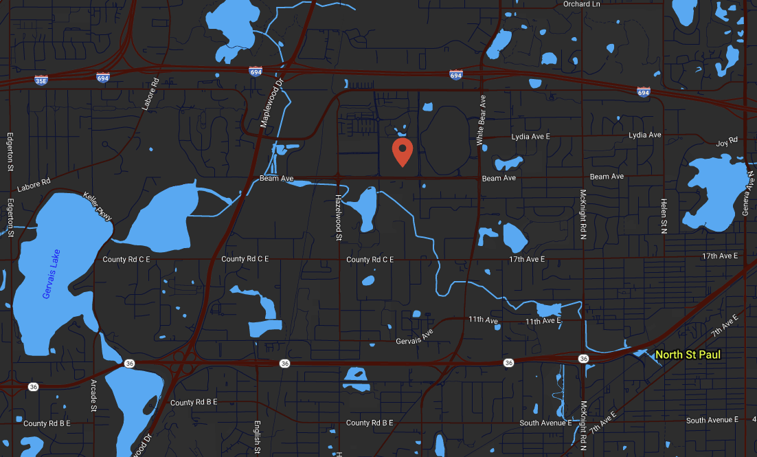 MAPLEWOOD: 17xx Beam Ave. - Police are searching for a suspect after a man walked into Octapharma Plasma and threatened staff with a 5-inch folding knife before walking off.Officers are checking nearby businesses but have not located the suspect.Police describe him as a Black
