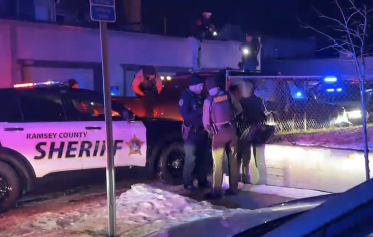 two people were taken into custody following a pursuit tied to a reported robbery at knifepoint. The pursuit began after a robbery was reported at the Emerald Inn Hotel in Maplewood, near County Rd. D and Interstate 694.